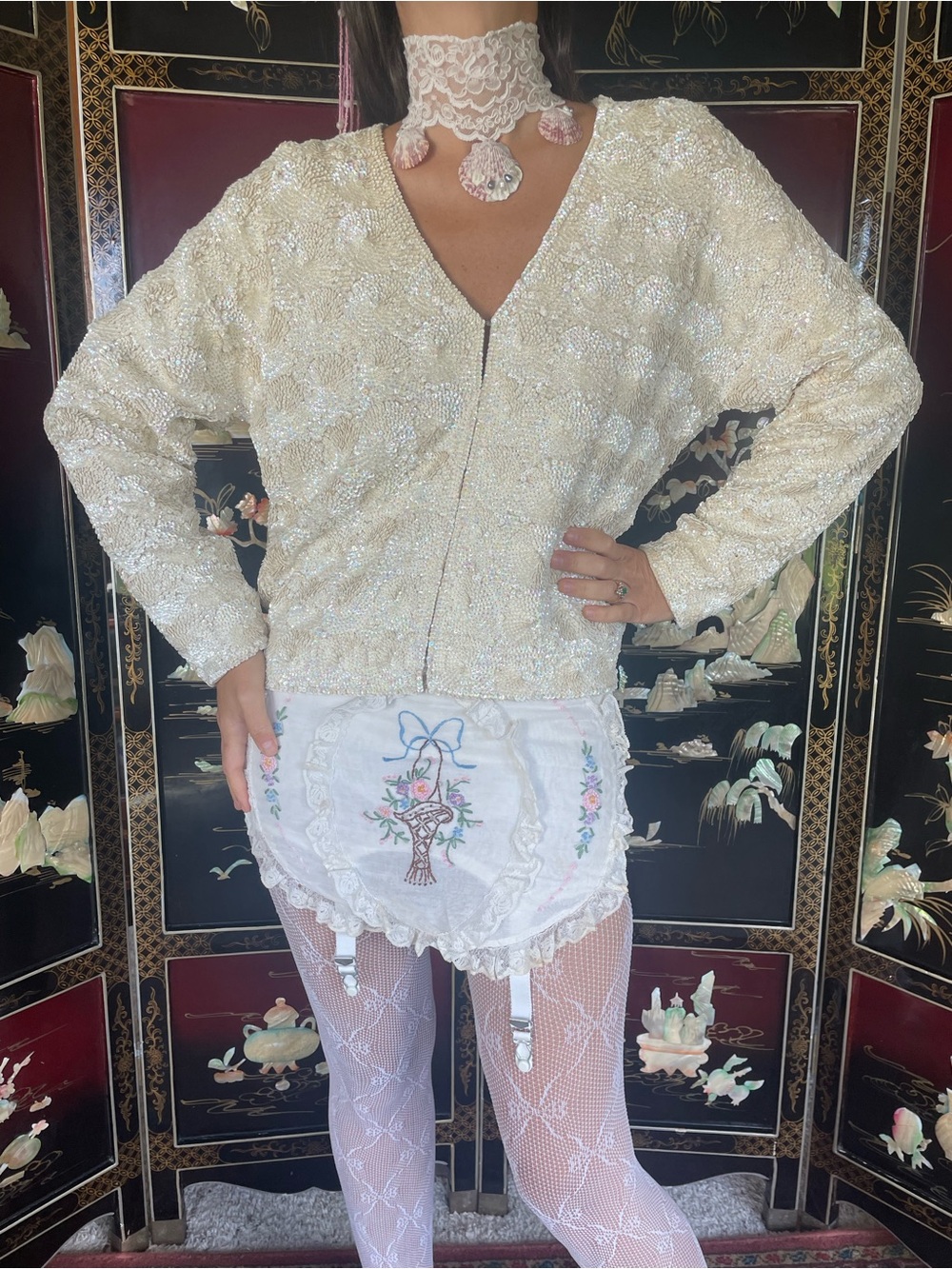 1950s sequined wool cardigan
